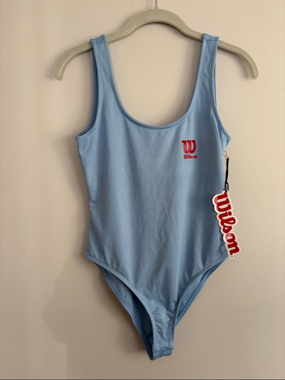 Wilson Light Blue One-Piece Bodysuit with Red Logo